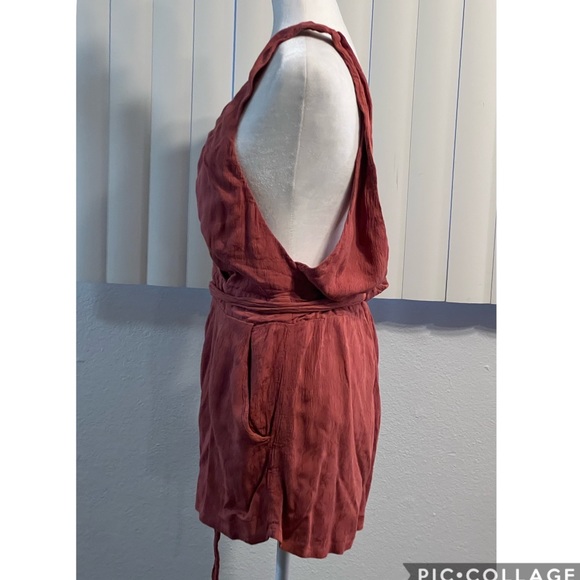 FREE PEOPLE 12 jumpsuit short rayon viscose sleeveless Cross On Back - Picture 3 of 12